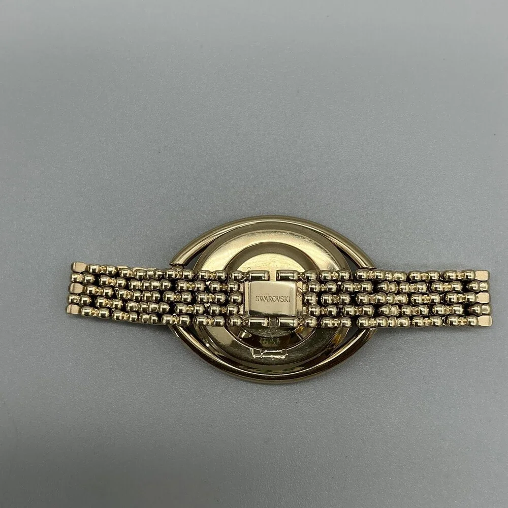 Swarovski Women Watch 37mm Oval Gold Tone Crystal Swiss 5200399 New Battery 7.5